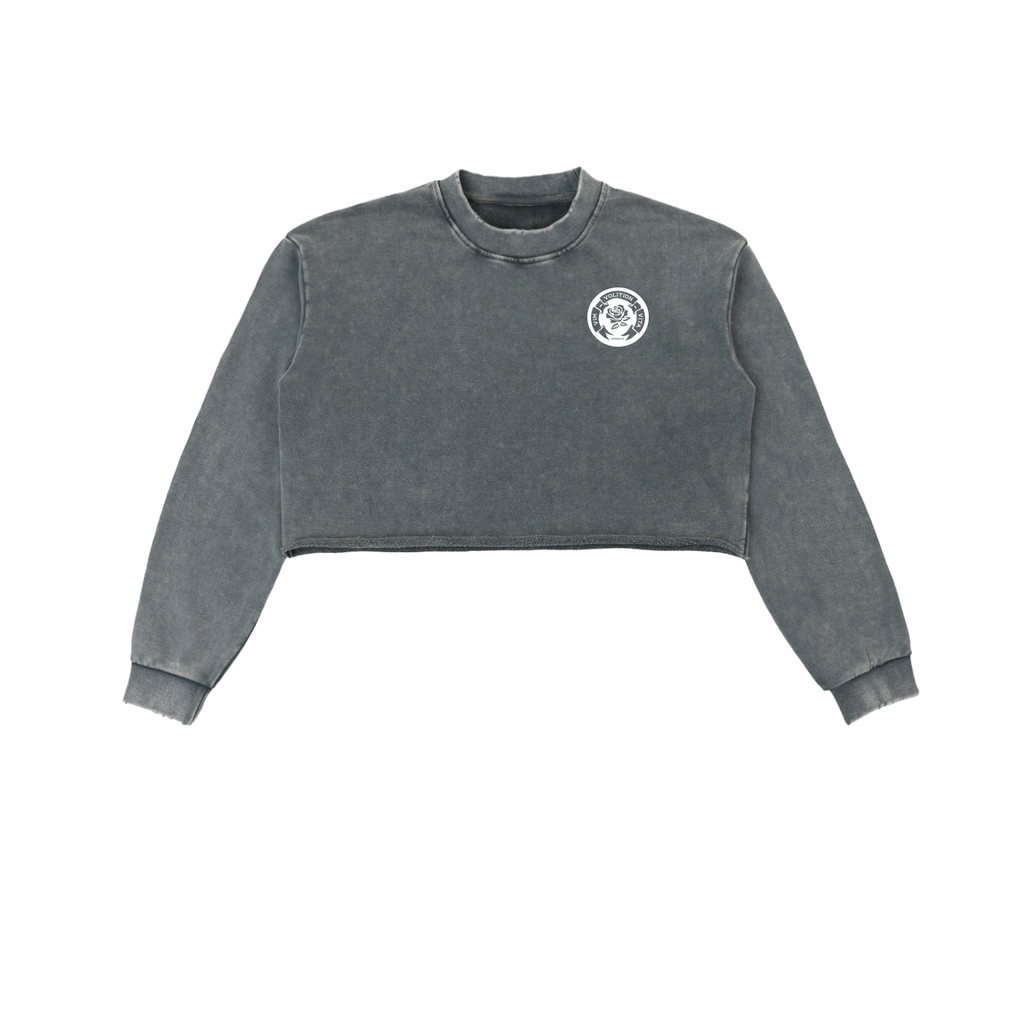 Rose Emblem Women's Snow Washed Raw Edge Cropped Sweatshirt