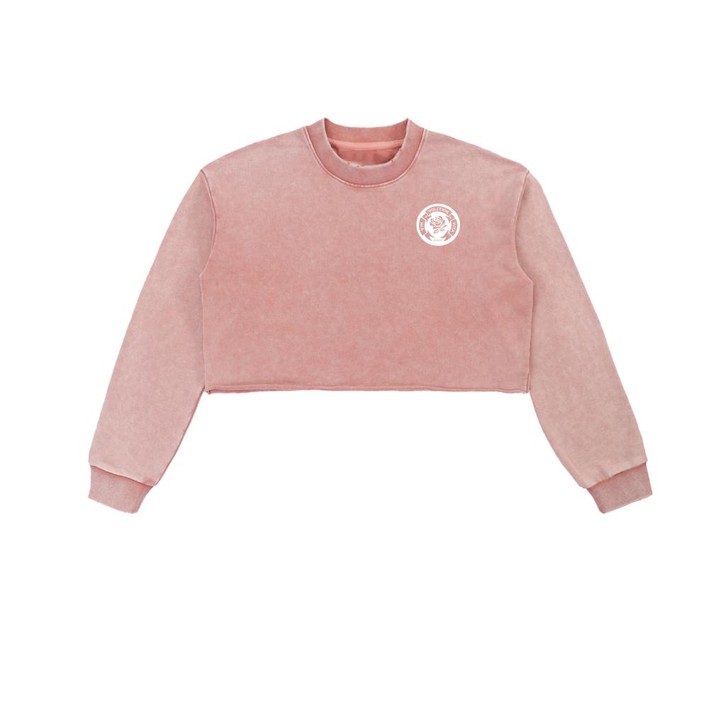 Rose Emblem Women's Snow Washed Raw Edge Cropped Sweatshirt