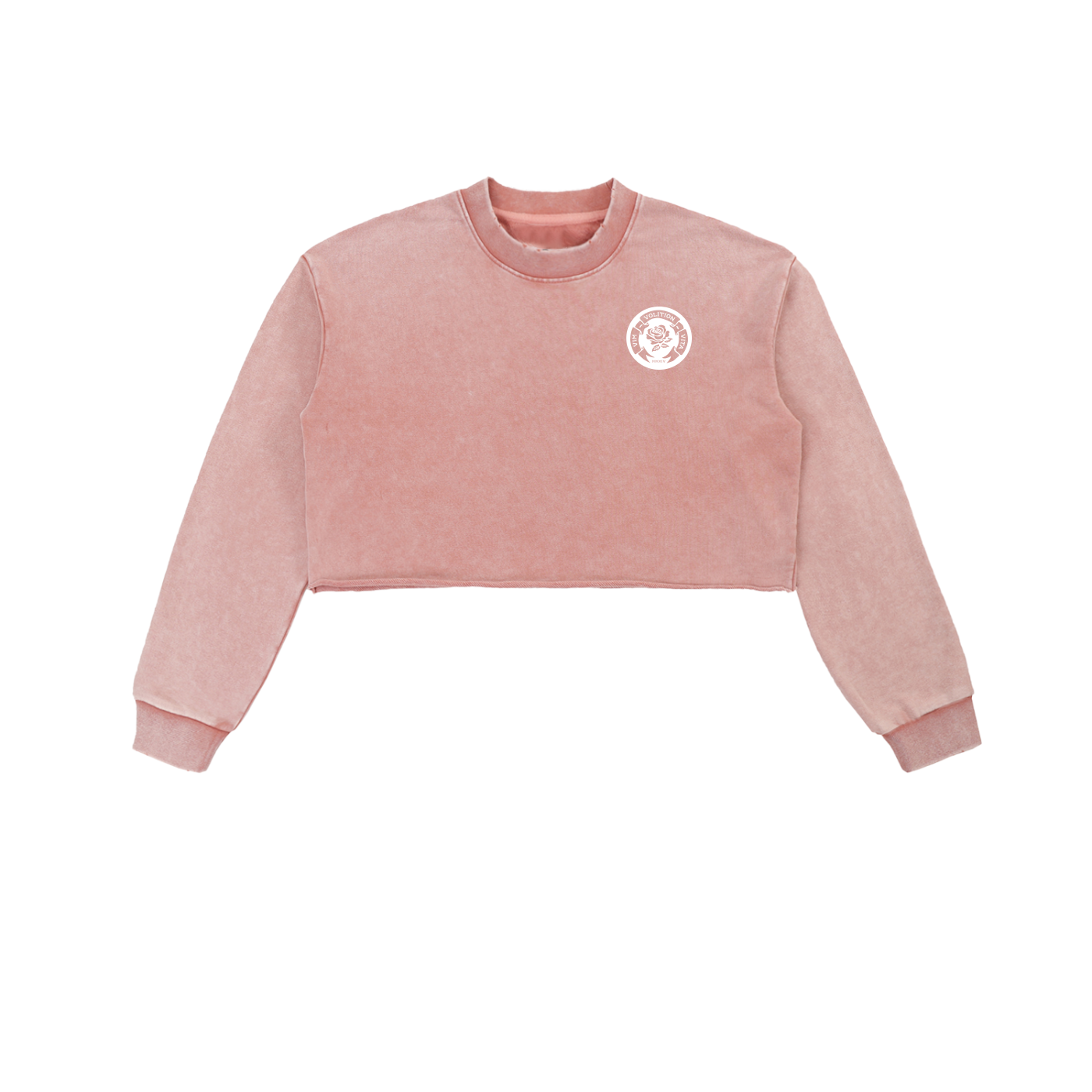 Rose Emblem Women's Snow Washed Raw Edge Cropped Sweatshirt