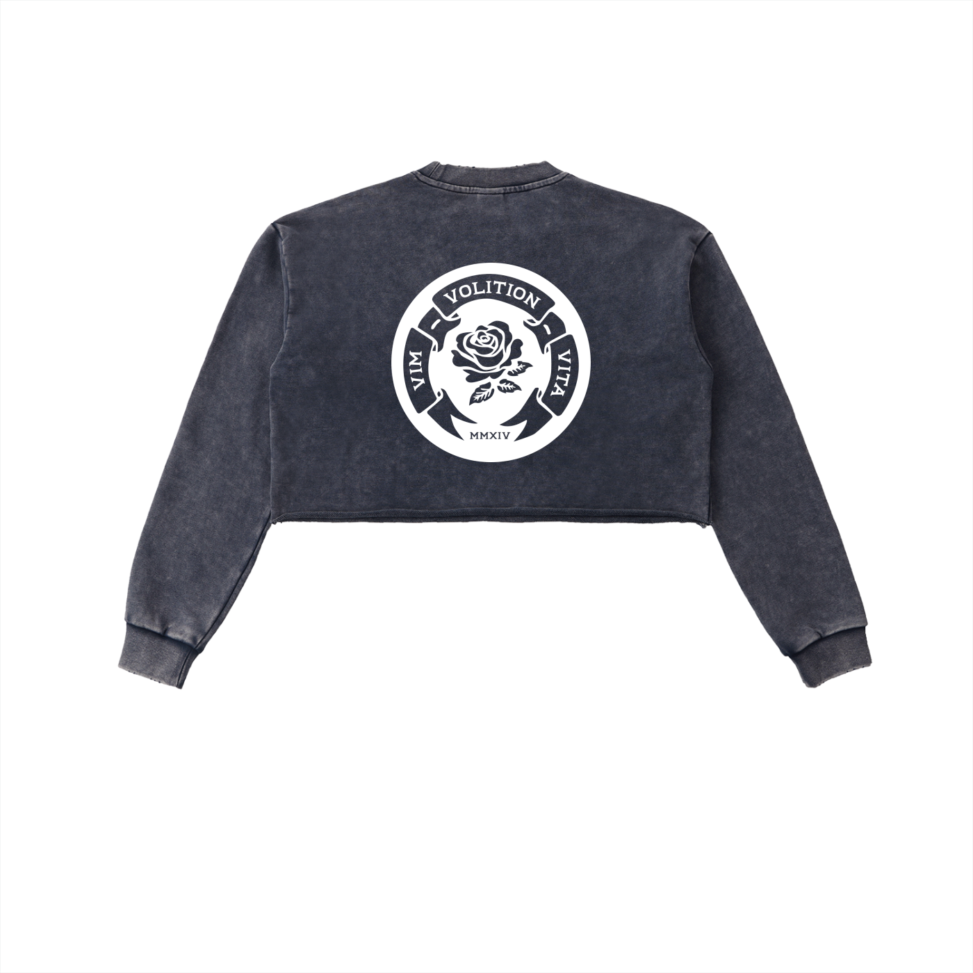 Rose Emblem Women's Snow Washed Raw Edge Cropped Sweatshirt