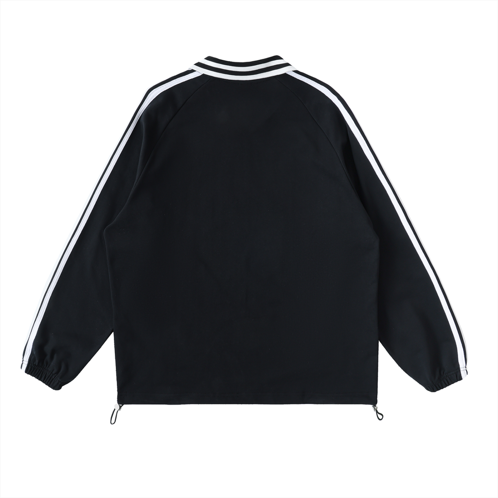VIM Contrast Striped Lapel Collar Sweatshirt