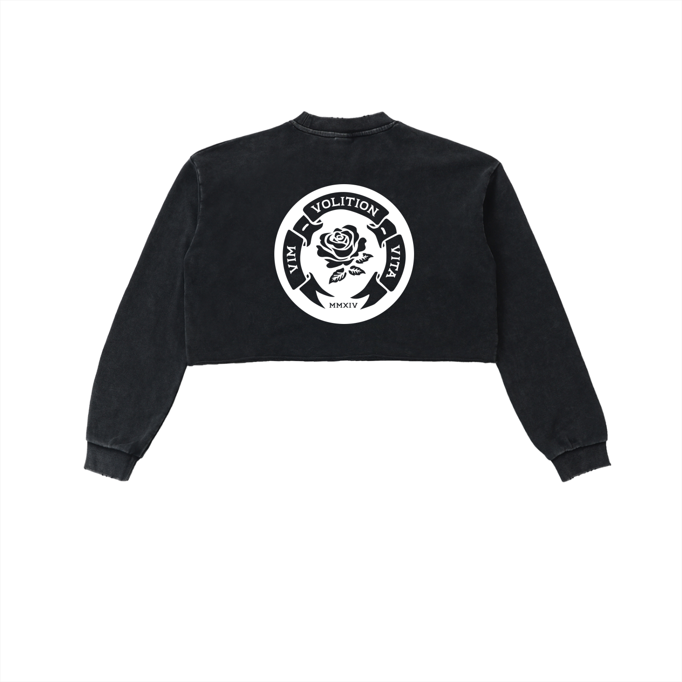 Rose Emblem Women's Snow Washed Raw Edge Cropped Sweatshirt