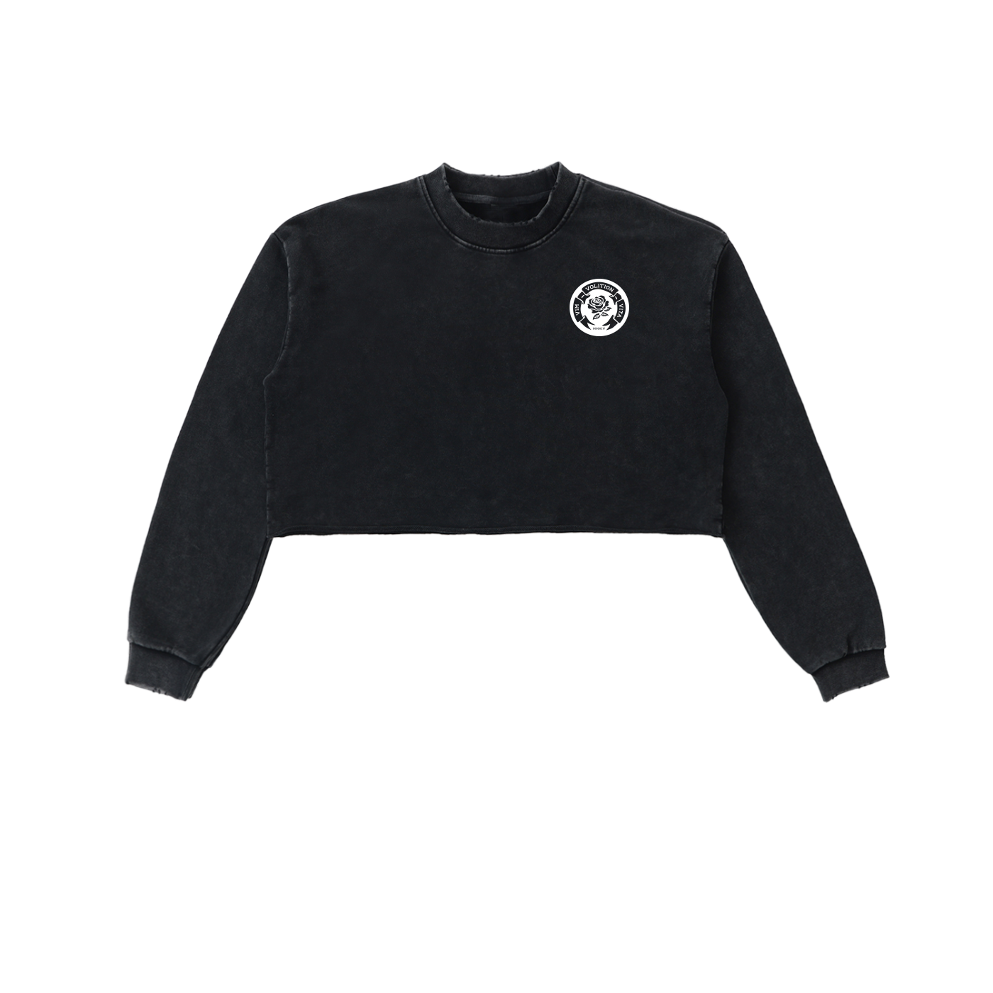 Rose Emblem Women's Snow Washed Raw Edge Cropped Sweatshirt