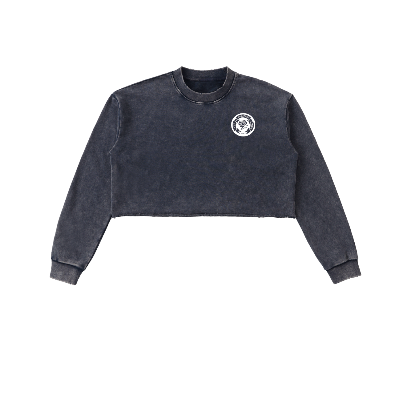 Rose Emblem Women's Snow Washed Raw Edge Cropped Sweatshirt